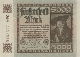 billet de 5000 mark de 1922 représentant le marchand Imhof par Albrecht Dürer