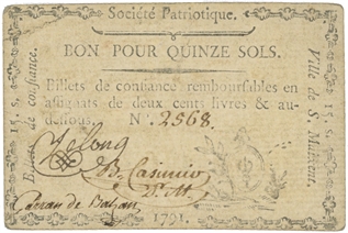 Monnaie de carte 15 sols Saint Maixent